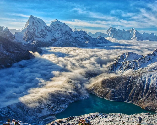 Beautiful View Of Gokyo Lake Ngozumpa Glacier