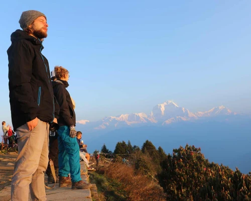 Enjoying The Sunrise In The Lap Of Himalayas 