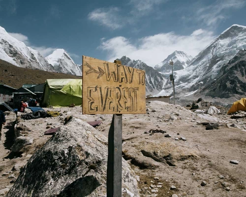 Everest Sign Board During Trek To Everest