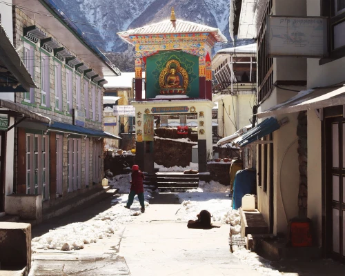Lukla Village At Winter 