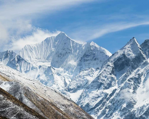 View Of Lantang Ri And Gangchempo Mountain During Lantang Valley Trek