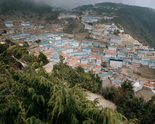 View Of Namche Bazaar While Trekking To Everest Base Camp